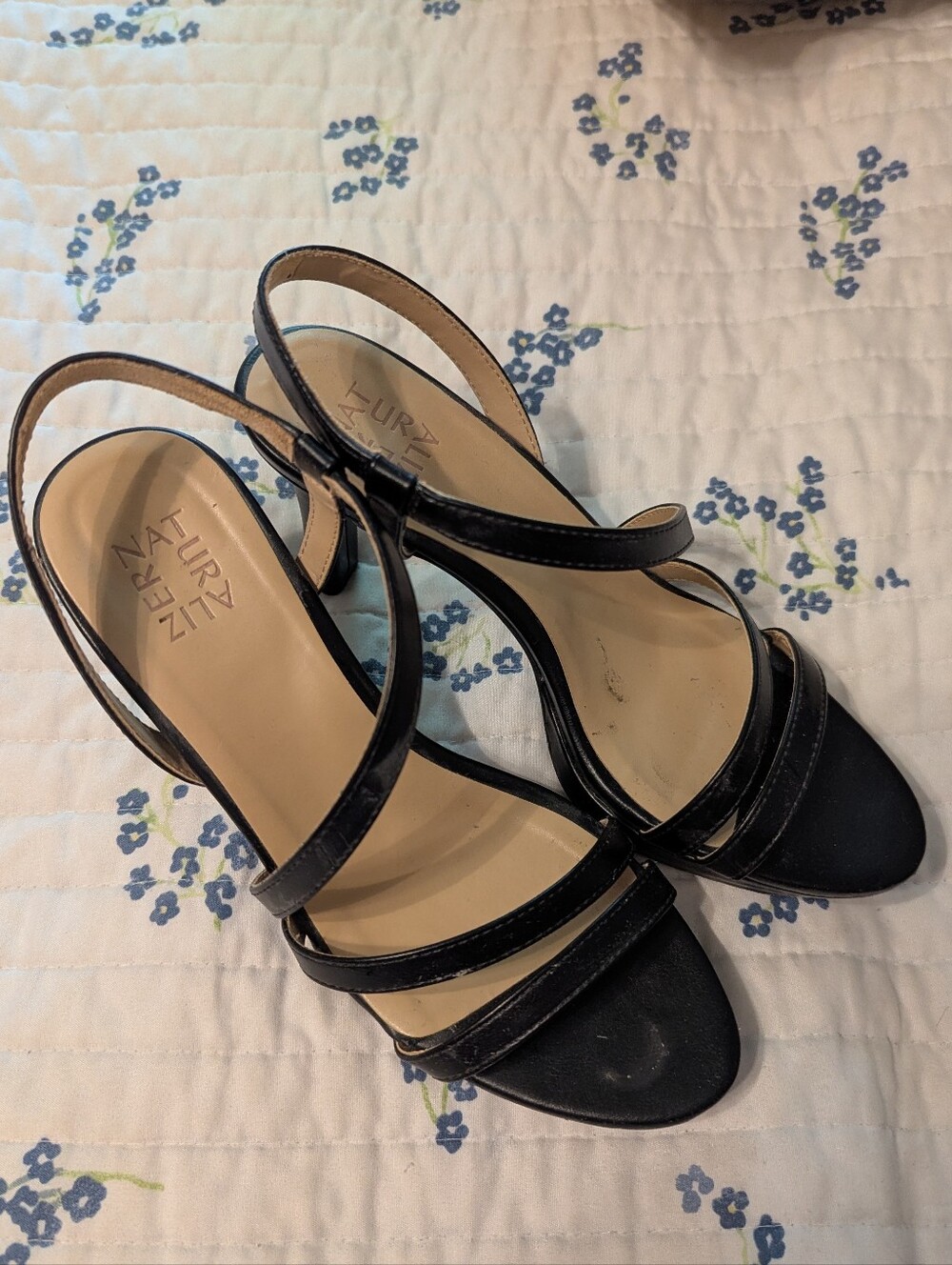 Naturalizer Black Strappy Slingback Heels